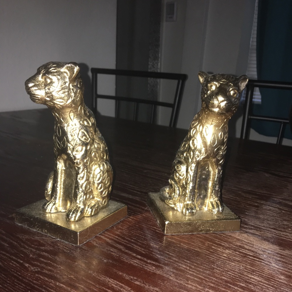 Brand New OPALHOUSE Gold Jaguar Bookends (2)